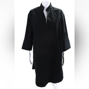 Grammar Womens 3/4 Sleeve V Neck Knee Length Shirt Dress Black Size Large